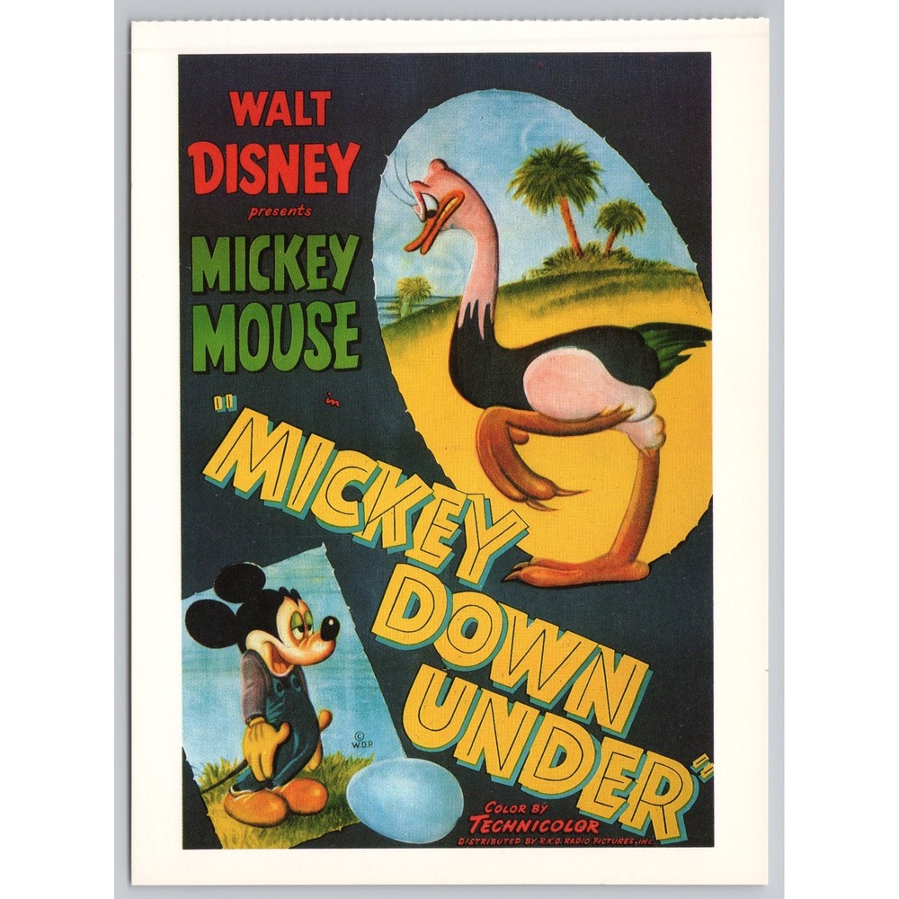 Vintage Walt Disney Mickey Mouse Postcard Mickey Down Under 1948 Art 1991 XL